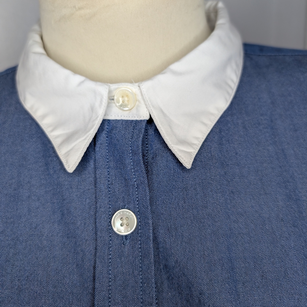J. Crew Marie Marot Women's Blue Blouse with White Collar - Picture 2 of 10